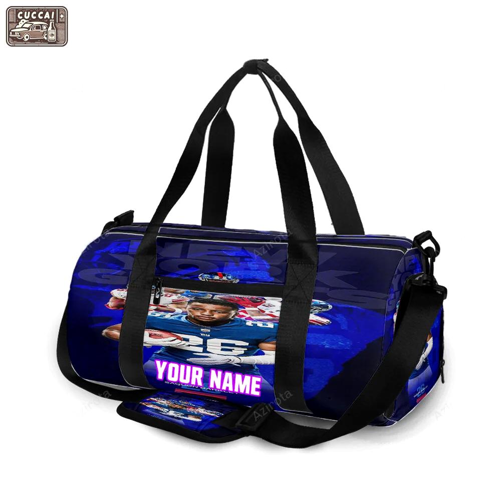 New york giants saquon barkley3 personalized name travel bag gym bag 1005 Travel Bag