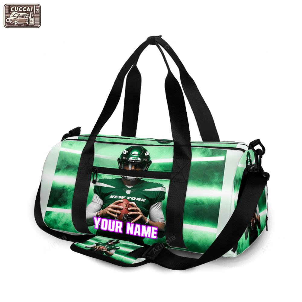 New york jets 02 zach wilson v48 personalized name travel bag gym bag 1103 Travel Bag