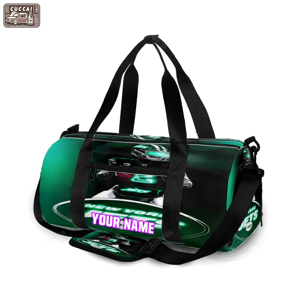 New york jets 02 zach wilson v50 personalized name travel bag gym bag 497 Travel Bag