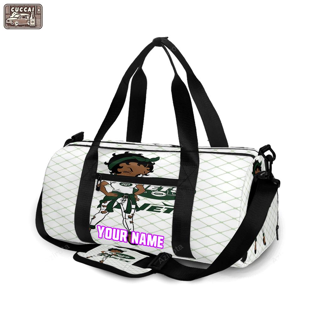 New york jets betty boop v37 personalized name travel bag gym bag 789 Travel Bag