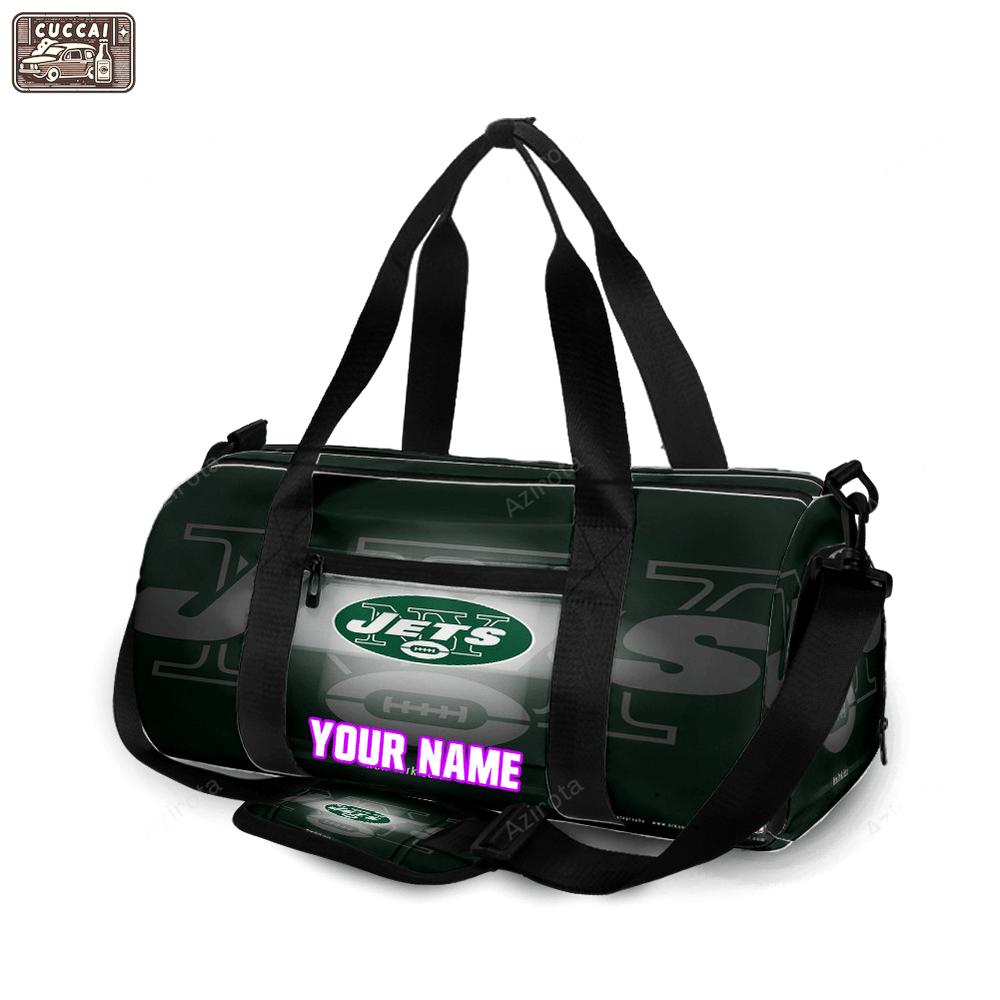 New york jets emblem v4 personalized name travel bag gym bag 1638 Travel Bag