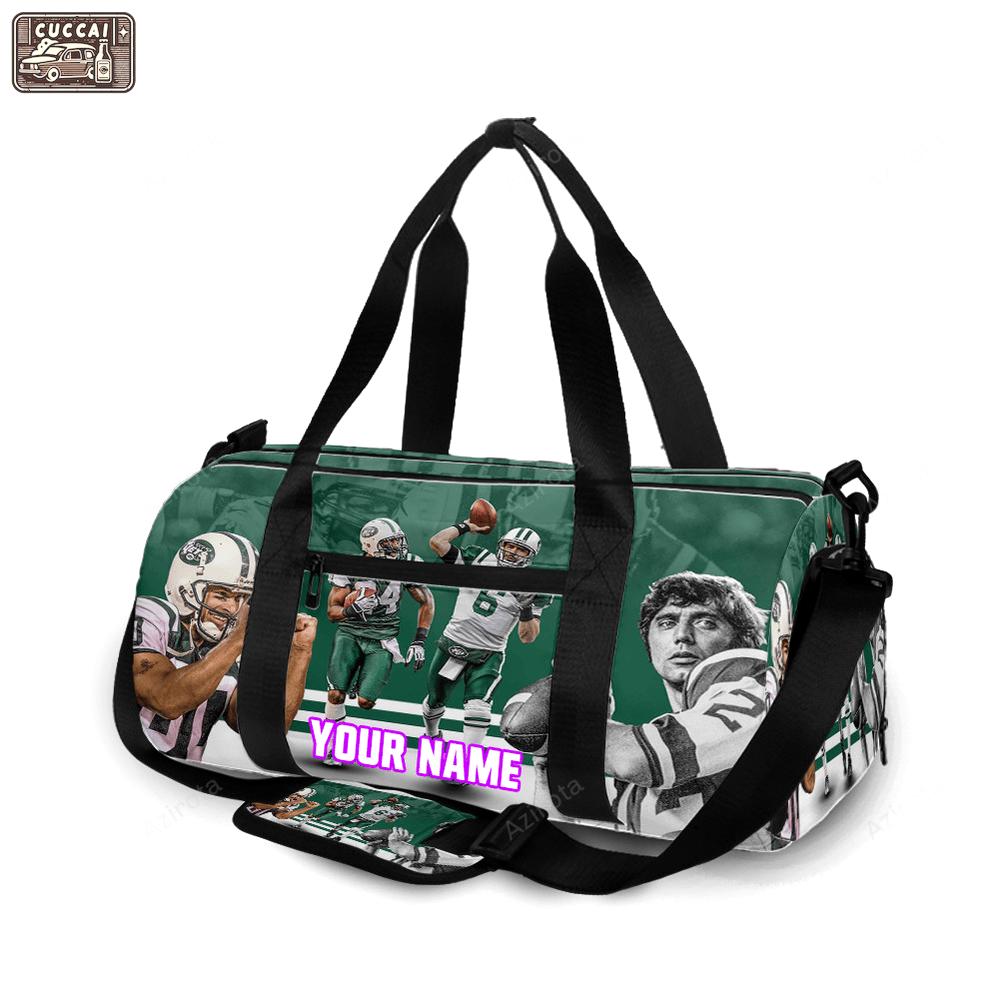 New york jets greatest moments in franchise history personalized name travel bag gym bag 1598 Travel Bag
