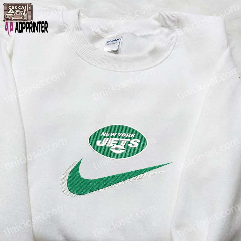 New york jets nike swoosh shirt & nfl sports hoodie: best fandom gifts Embroidered Shirt