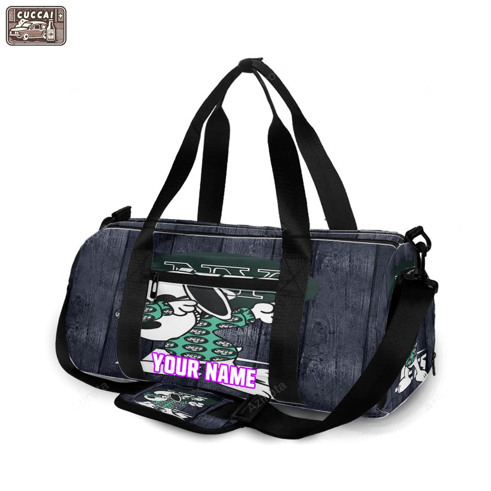 New york jets snoopy v42 personalized name travel bag gym bag 685 Travel Bag