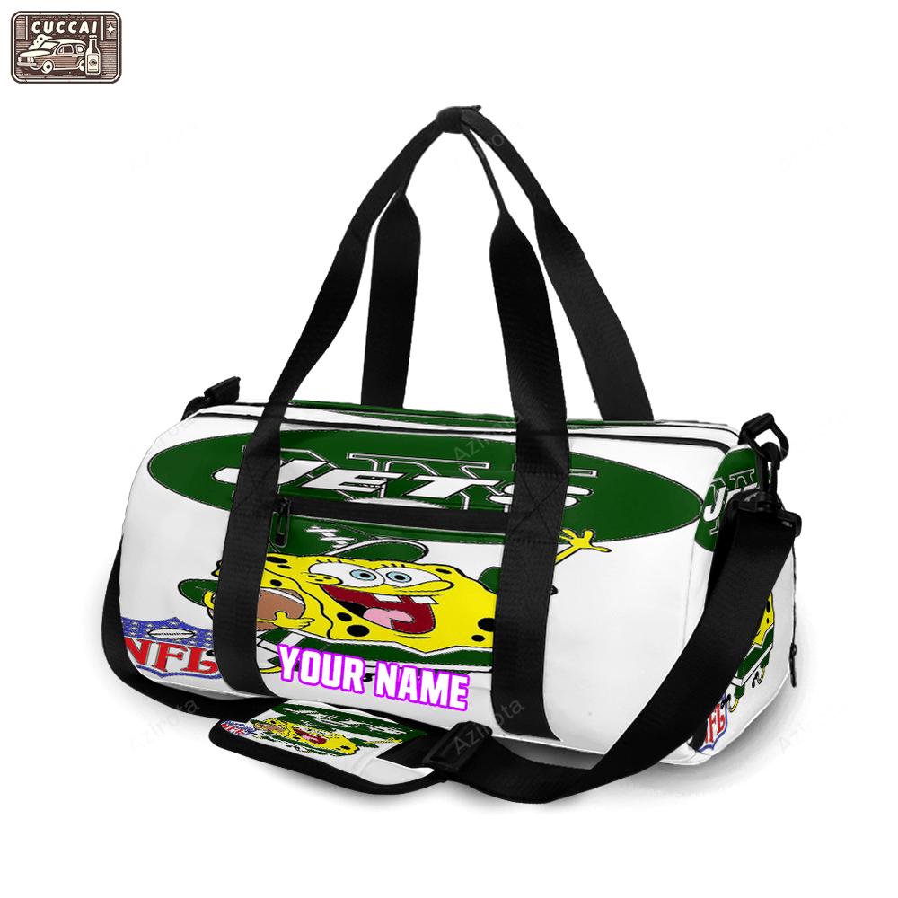 New york jets spongebob v36 personalized name travel bag gym bag 528 Travel Bag