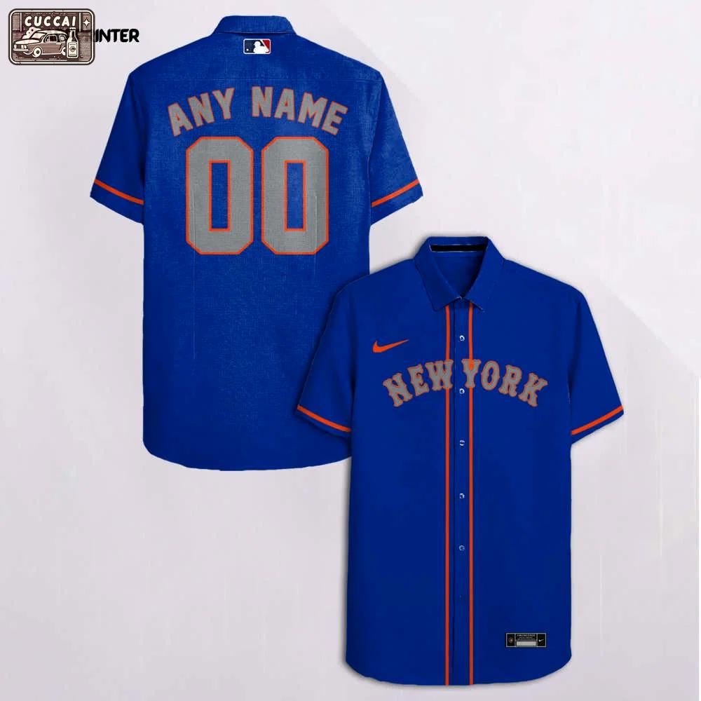 New york mets custom name number blue hawaiian shirt Hawaii Shirt