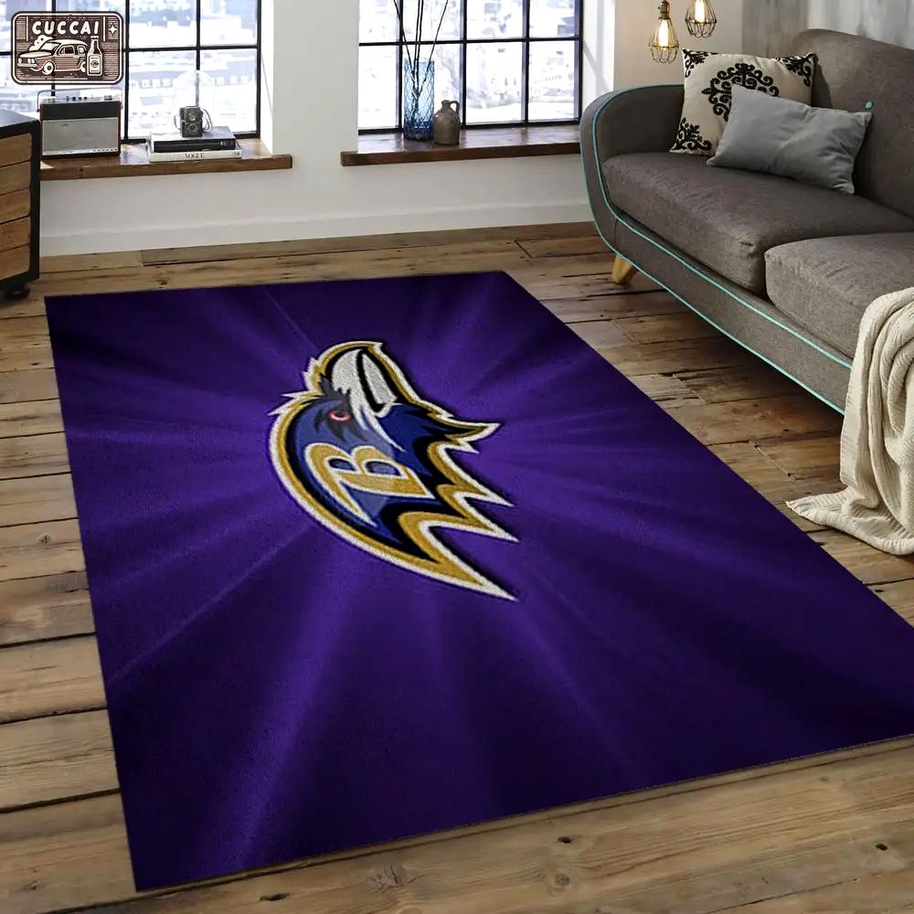 Nfl baltimore ravens basic football team logo rectangle area rug brv22 Rectangle Rug