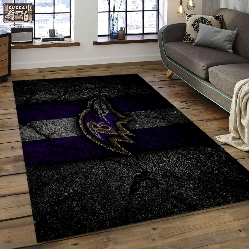 Nfl baltimore ravens tenacity football team logo rectangle area rug brv26 Rectangle Rug