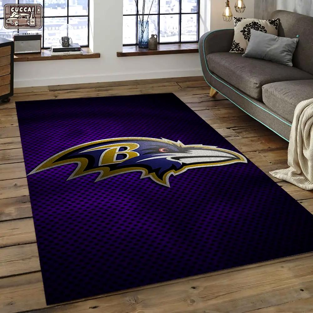 Nfl baltimore ravens vigorous football team logo rectangle area rug brv35 Rectangle Rug