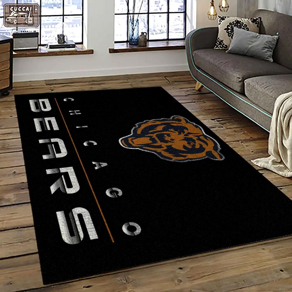 Nfl chicago bears football team logo sport carpet rectangle area rug for living room ccb12 Rectangle Rug