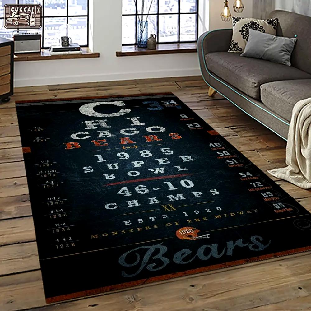 Nfl chicago bears football team logo sport carpet rectangle area rug for living room ccb35 Rectangle Rug