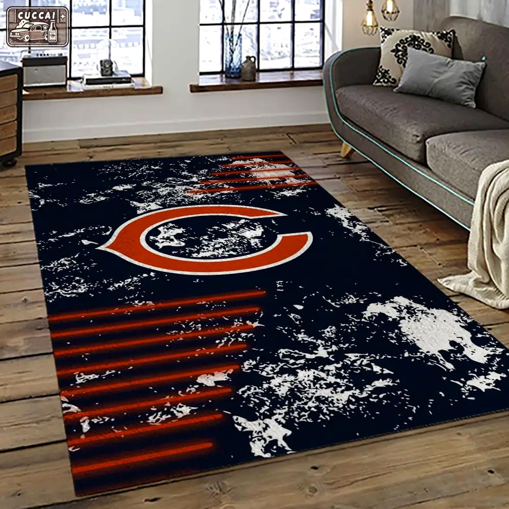 Nfl chicago bears football team logo sport carpet rectangle area rug for living room ccb47 Rectangle Rug