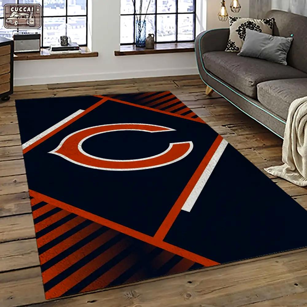 Nfl chicago bears football team logo sport carpet rectangle area rug for living room ccb48 Rectangle Rug