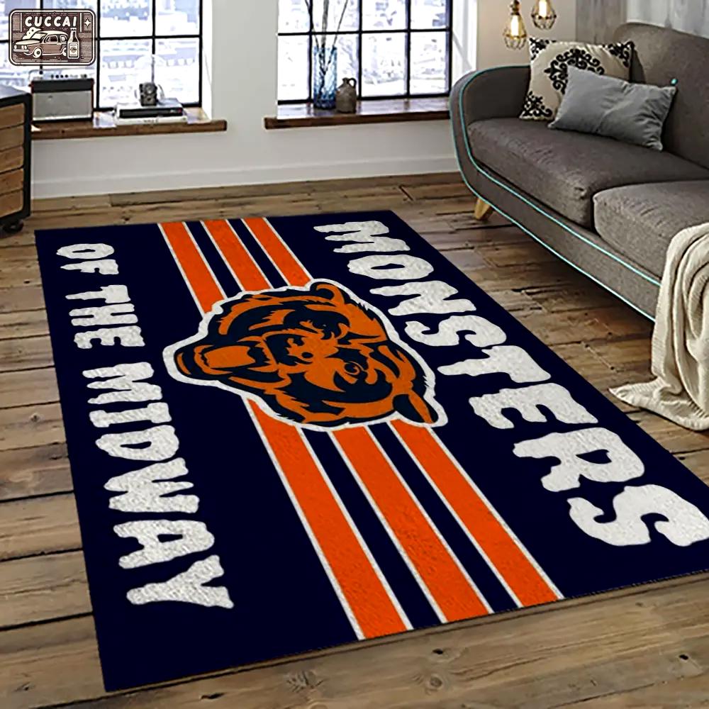 Nfl chicago bears football team logo sport carpet rectangle area rug for living room ccb57 Rectangle Rug