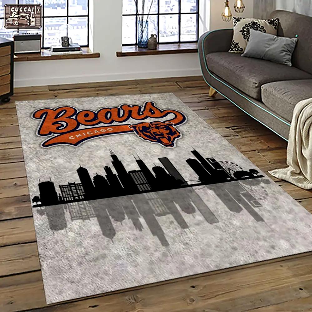 Nfl chicago bears football team logo sport carpet rectangle area rug for living room ccb62 Rectangle Rug