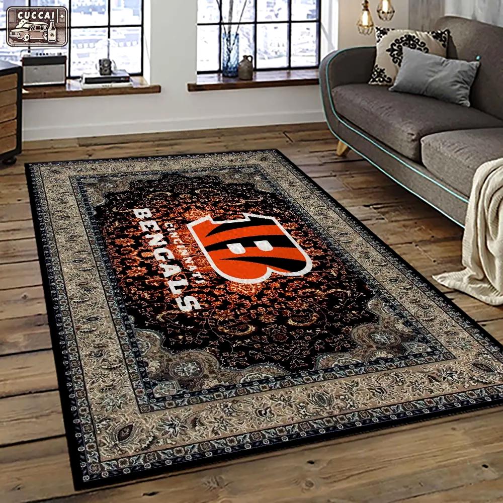 Nfl cincinnati bengals football team logo sport carpet area rug who dey nation gift for friends cnns2 Rectangle Rug