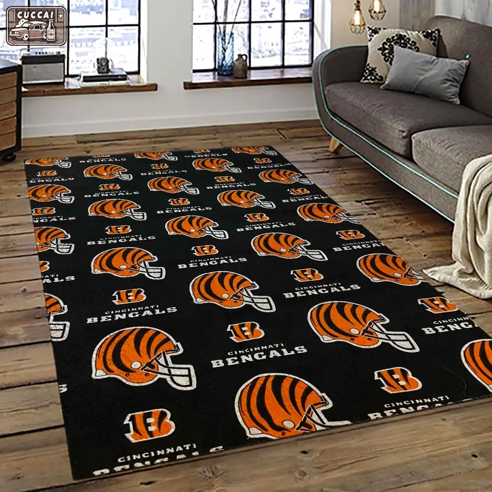 Nfl cincinnati bengals football team logo sport carpet area rug who dey nation gift for friends cnns23 Rectangle Rug
