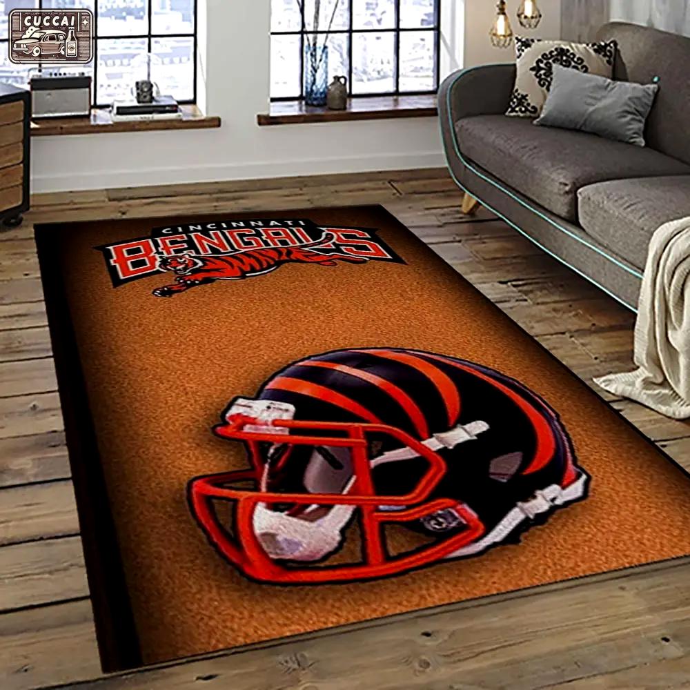 Nfl cincinnati bengals football team logo sport carpet area rug who dey nation gift for friends cnns48 Rectangle Rug