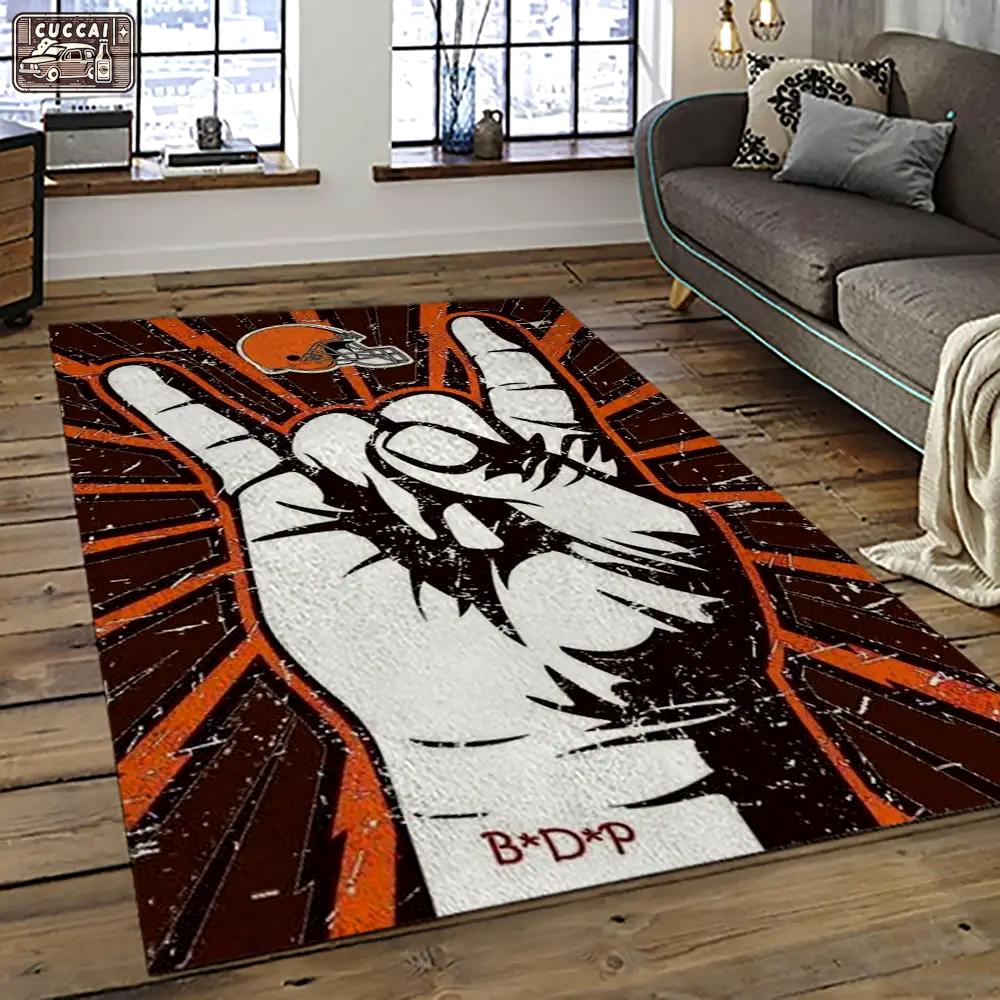 Nfl cleveland browns football team logo sport carpet rectangle area rug for living room cb07 Rectangle Rug
