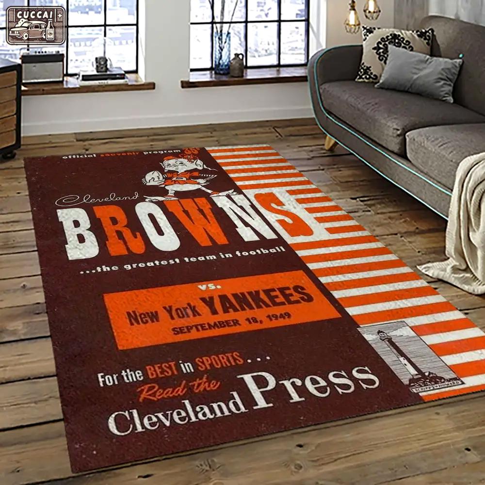 Nfl cleveland browns football team logo sport carpet rectangle area rug for living room cb12 Rectangle Rug