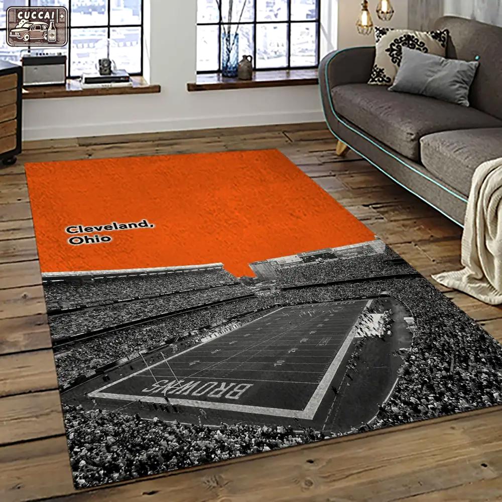 Nfl cleveland browns football team logo sport carpet rectangle area rug for living room cb51 Rectangle Rug