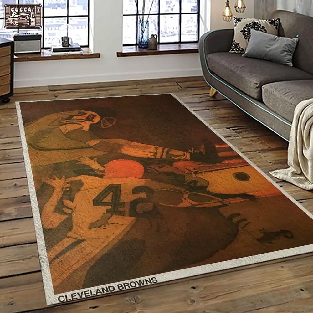 Nfl cleveland browns football team logo sport carpet rectangle area rug for living room cb58 Rectangle Rug