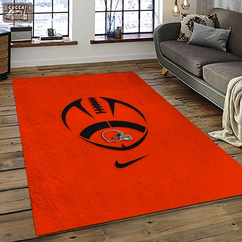 Nfl cleveland browns football team logo sport carpet rectangle area rug for living room cb75 Rectangle Rug