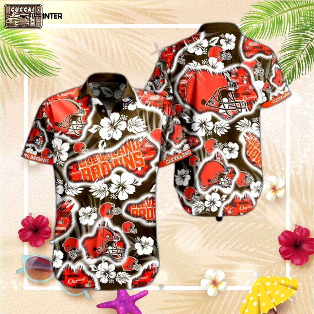 Nfl cleveland browns hawaiian shirt short summer Hawaii Shirt