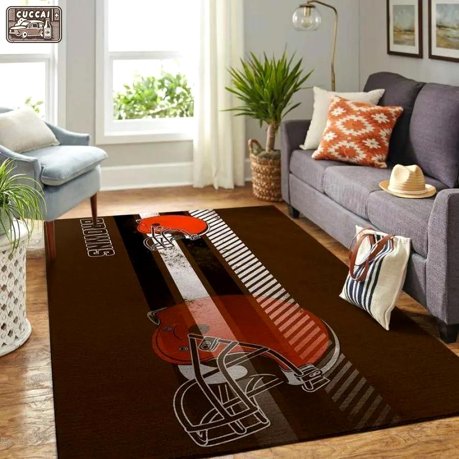 Nfl cleveland browns spirit arealiving football team logo carpet home decor Rectangle Rug