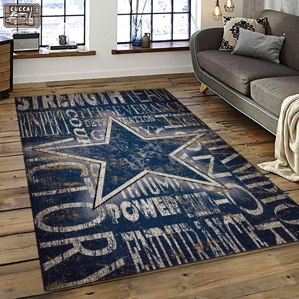 Nfl dallas cowboy football team logo sport carpet rectangle area rug for living room dc42 Rectangle Rug