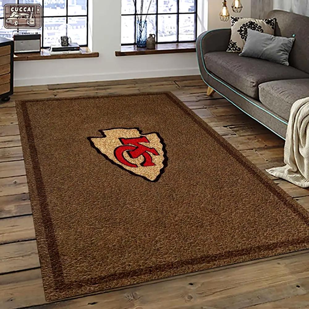 Nfl kansas city chiefs football team logo sport carpet area rug home decor best gift for friends kscc76 Rectangle Rug