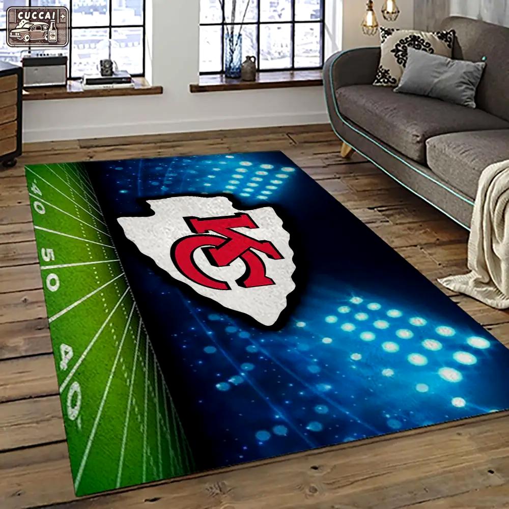 Nfl kansas city chiefs football team logo sport carpet area rug home decor best gift for friends kscc83 Rectangle Rug