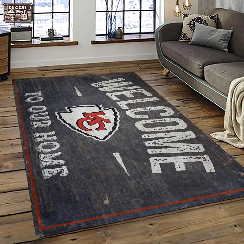Nfl kansas city chiefs football team logo sport carpet rectangle area rug for living room kcc34 Rectangle Rug