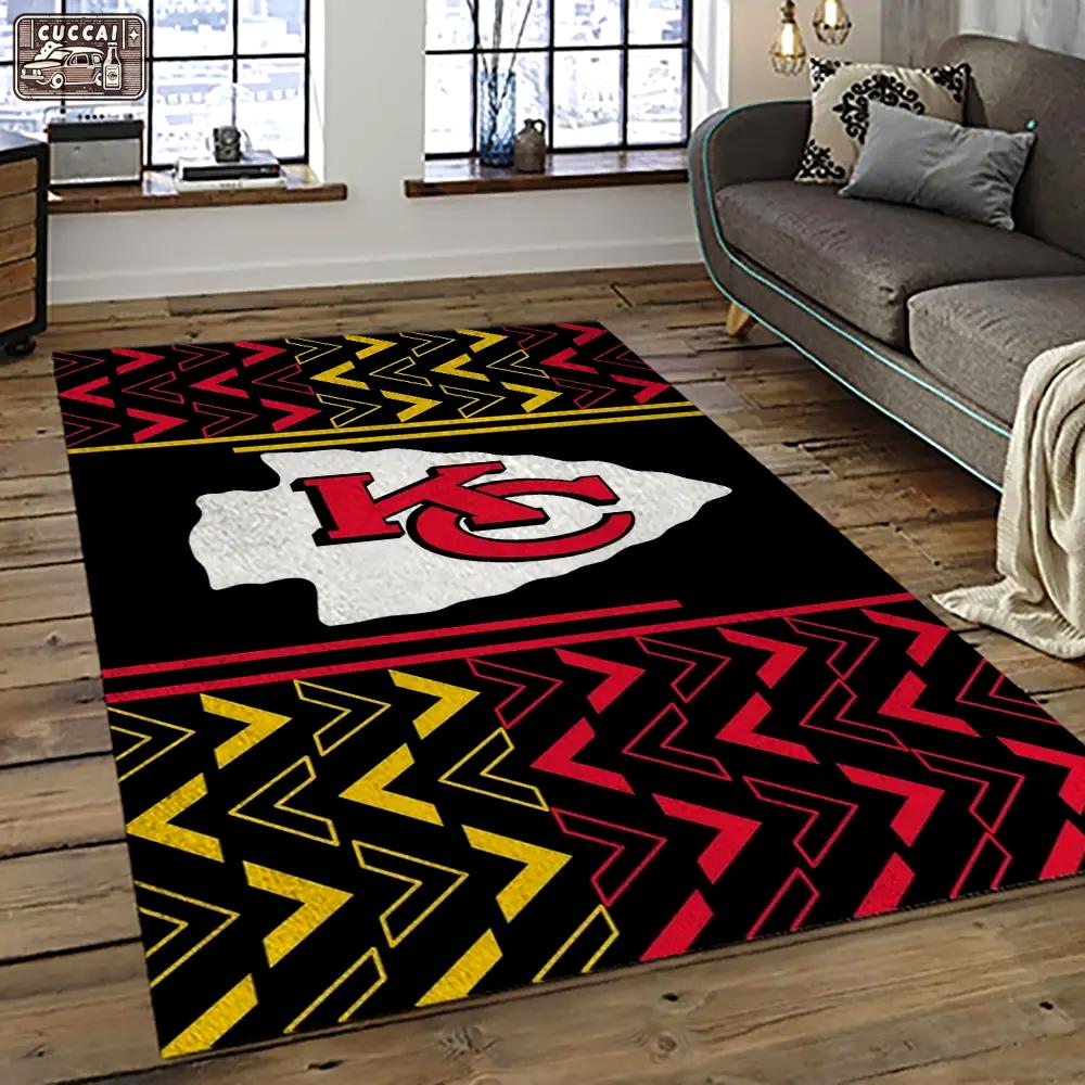 Nfl kansas city chiefs football team logo sport carpet rectangle area rug for living room kcc53 Rectangle Rug