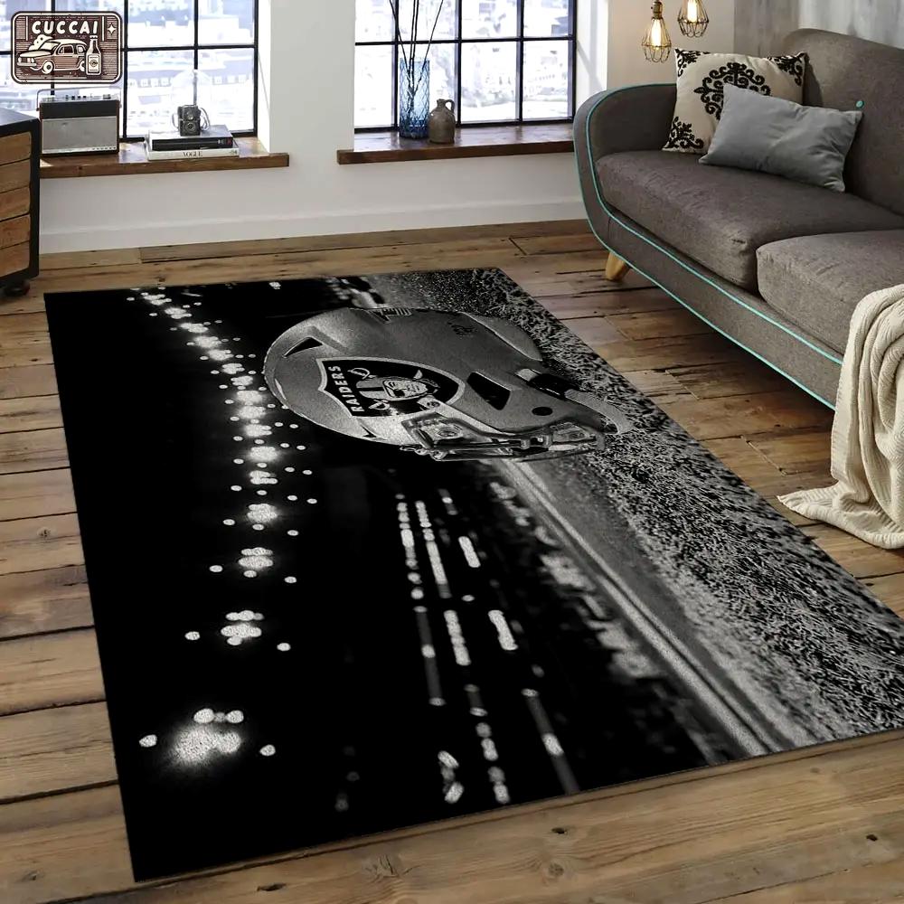 Nfl las vegas raiders football team logo rectangle area rug lvr07 Rectangle Rug