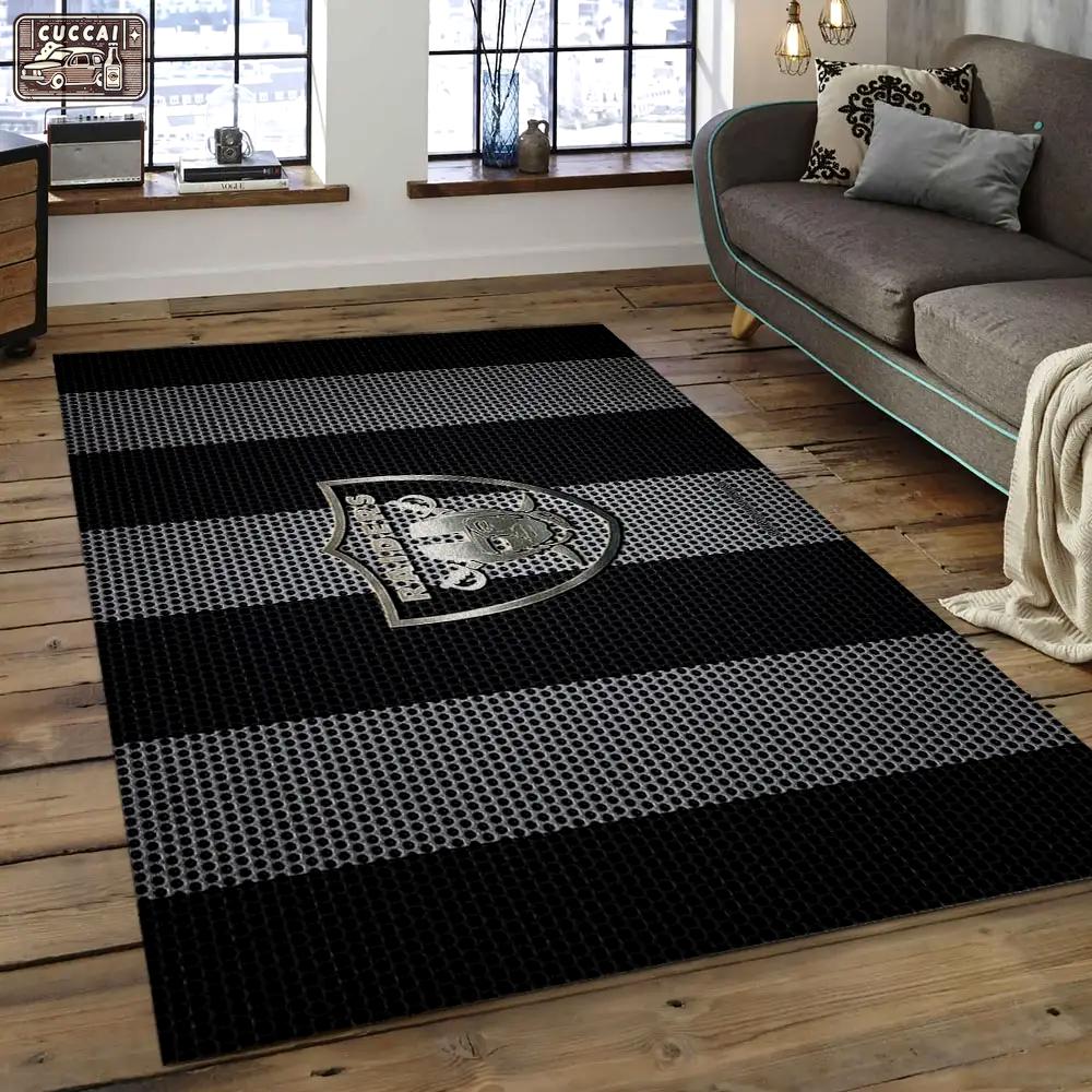 Nfl las vegas raiders football team logo rectangle area rug lvr09 Rectangle Rug