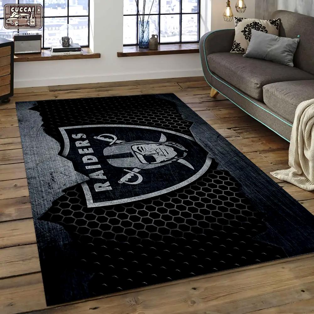 Nfl las vegas raiders football team logo rectangle area rug lvr16 Rectangle Rug