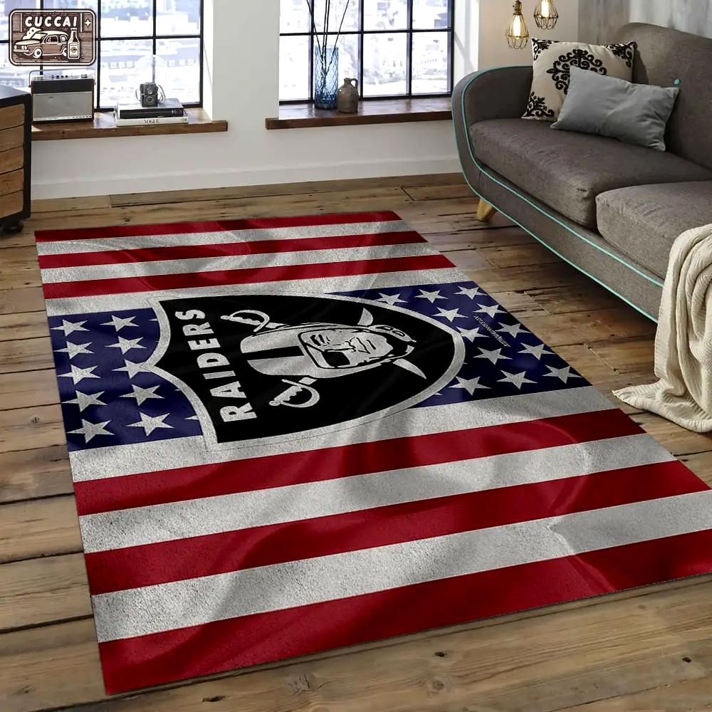 Nfl las vegas raiders football team logo rectangle area rug lvr21 Rectangle Rug