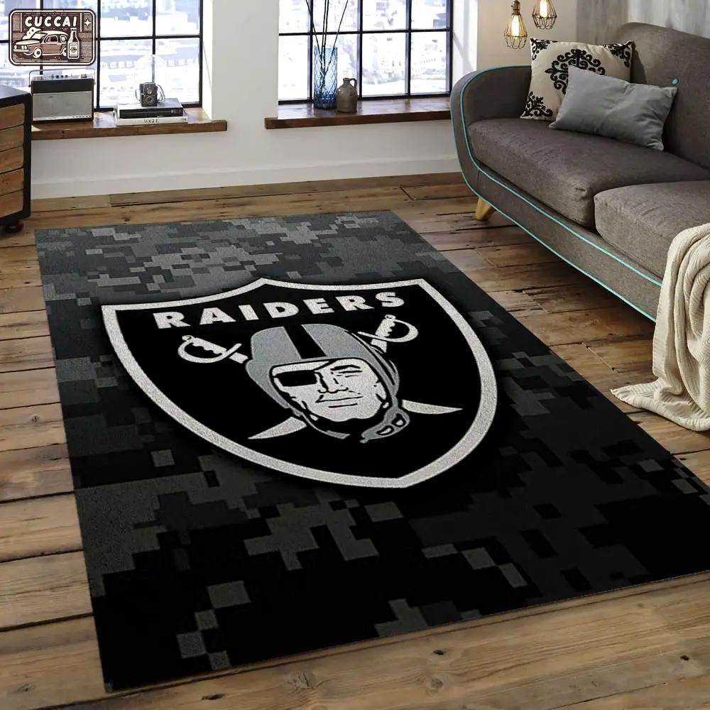 Nfl las vegas raiders football team logo rectangle area rug lvr28 Rectangle Rug