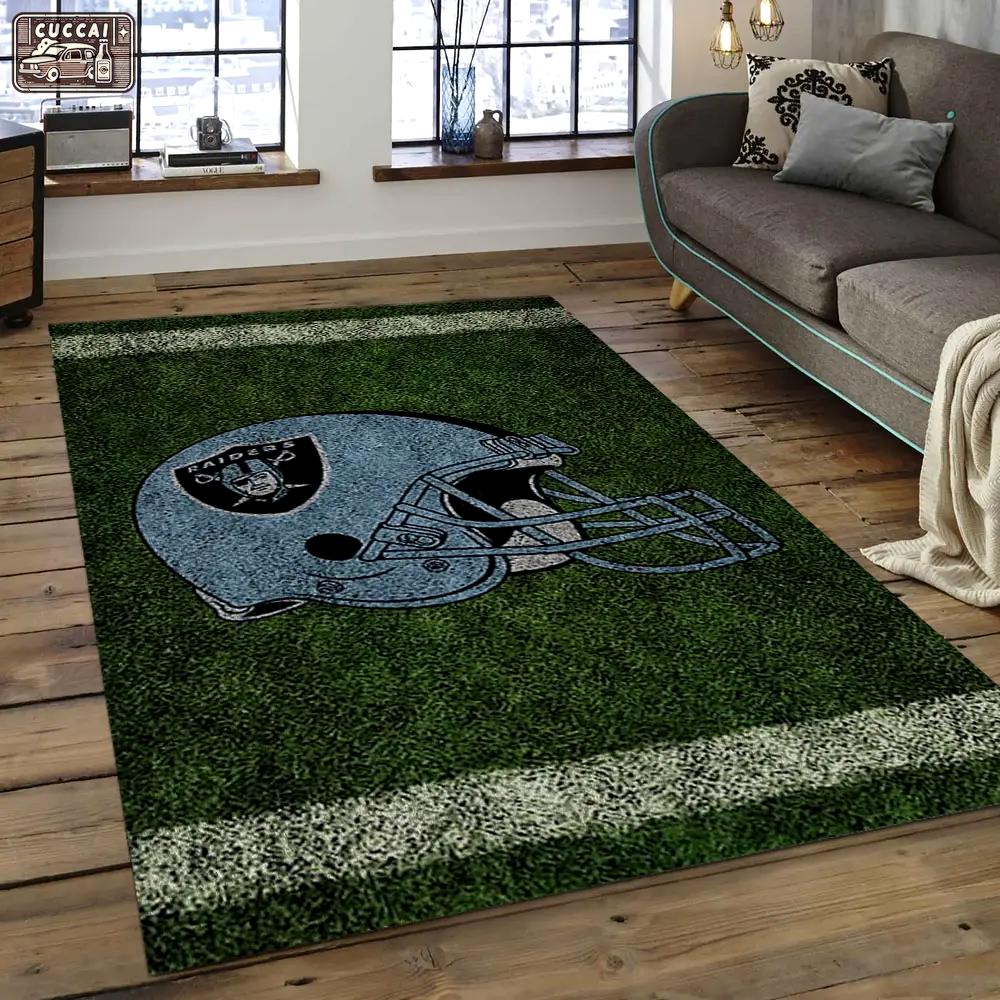 Nfl las vegas raiders football team logo rectangle area rug lvr40 Rectangle Rug