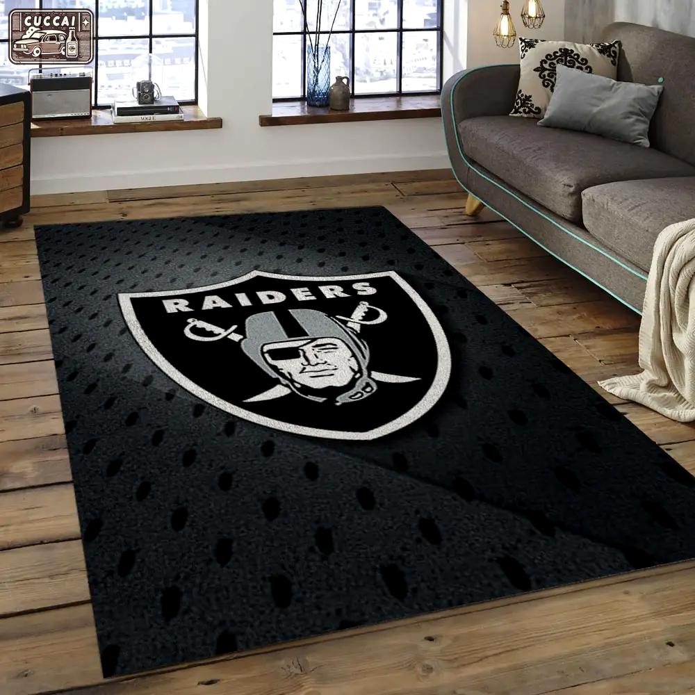 Nfl las vegas raiders football team logo rectangle area rug lvr50 Rectangle Rug