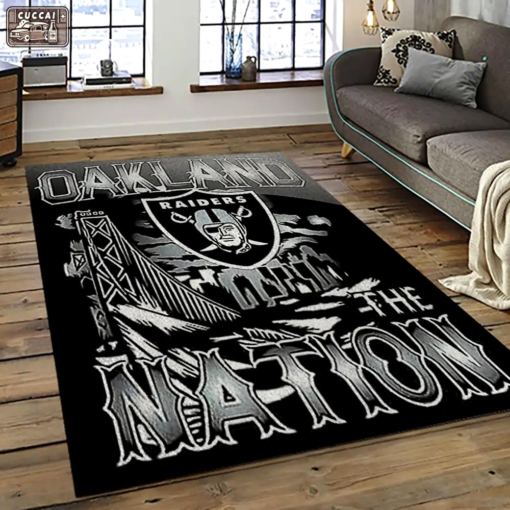 Nfl las vegas raiders football team logo sport carpet rectangle area rug for living room lvrd66 Rectangle Rug