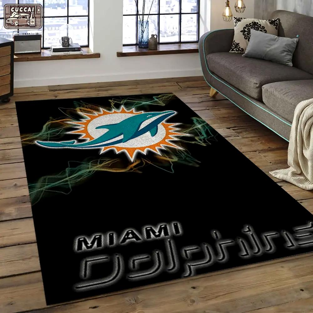 Nfl miami dolphins  football team logo rectangle area rug mmd08 Rectangle Rug
