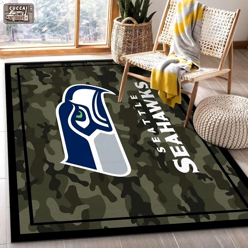 Nfl seattle seahawks football sport rug camo style living room area rug 24 Rectangle Rug