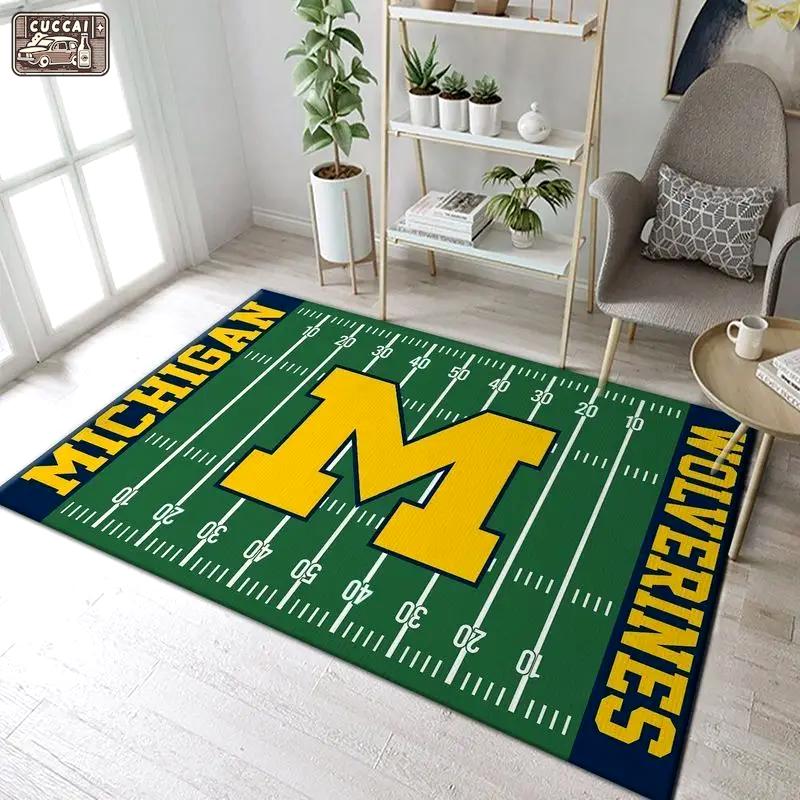 Nfl team michigan wolverines living room bed room rug regtangle carpet Rectangle Rug