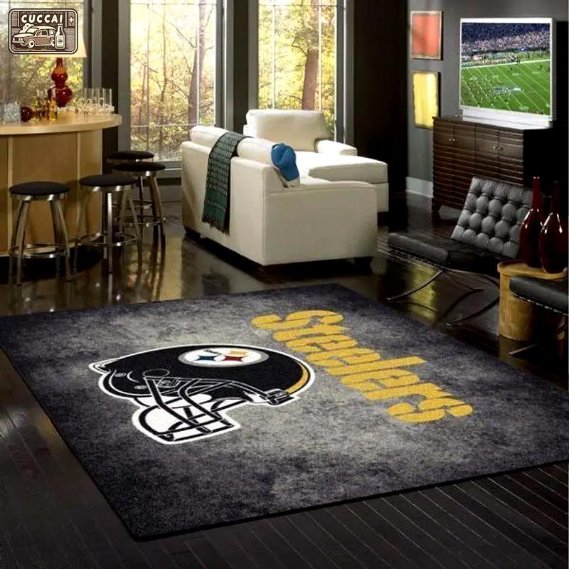 Nfl team pittsburg steelers distressed nice gift area rug area rug living room carpet rug regtangle carpet floor decor home decor Rectangle Rug