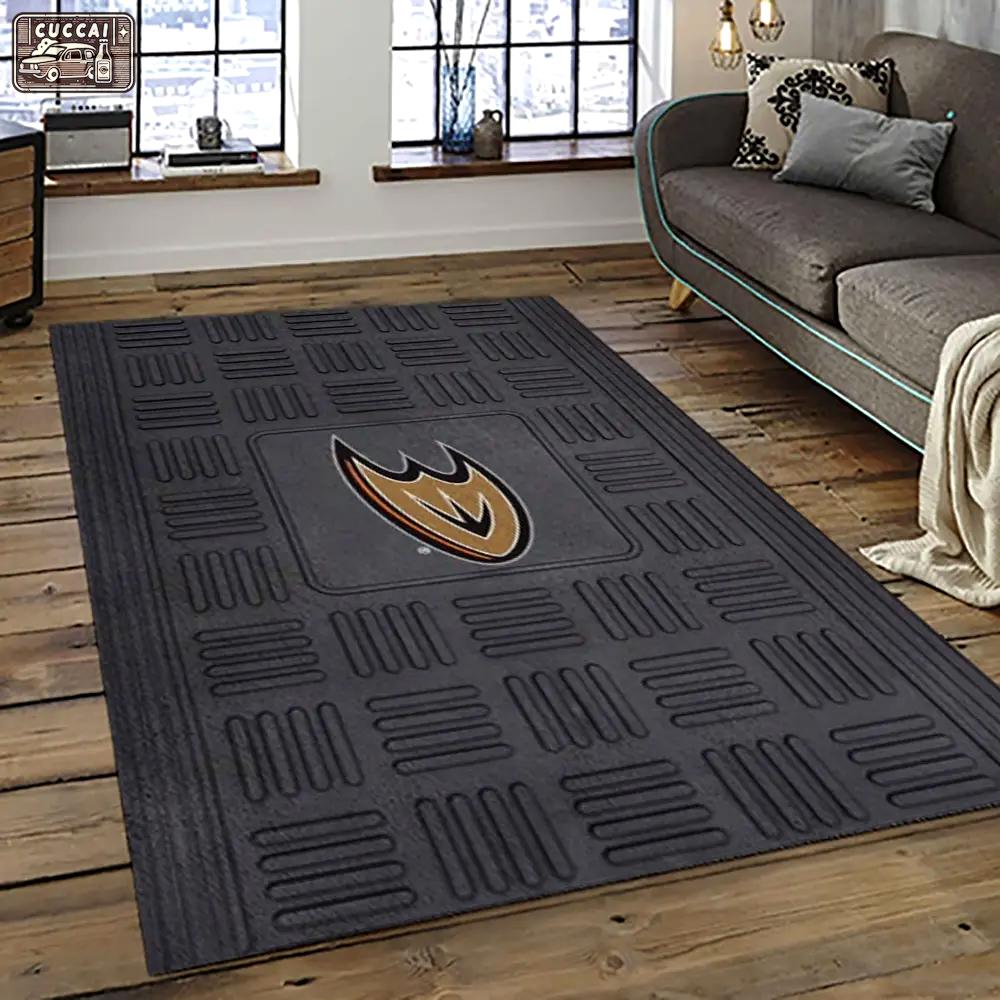 Nhl anaheim ducks ice hockey team logo sport carpet area rug home decor gift the ducks gift for fans gift for son ahd3 Rectangle Rug