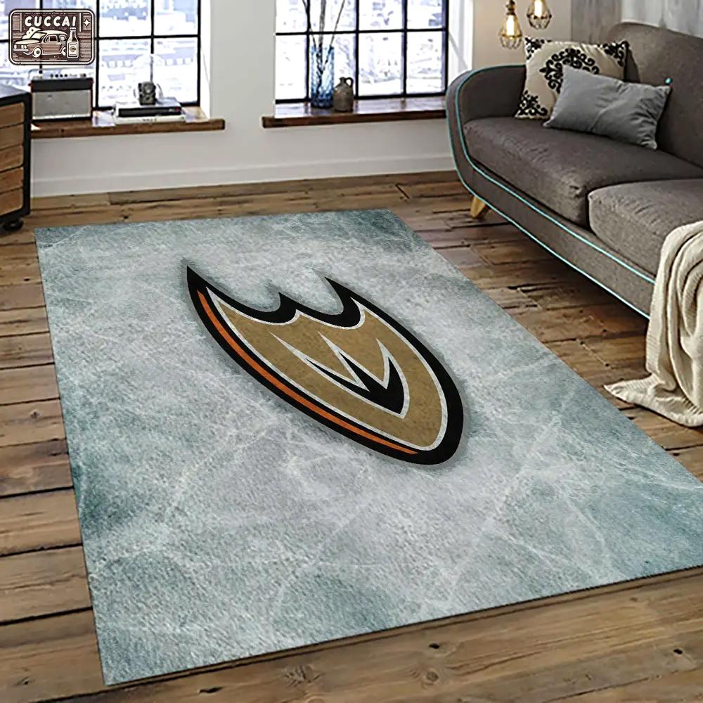 Nhl anaheim ducks ice hockey team logo sport carpet area rug home decor gift the ducks gift for fans gift for son ahd7 Rectangle Rug