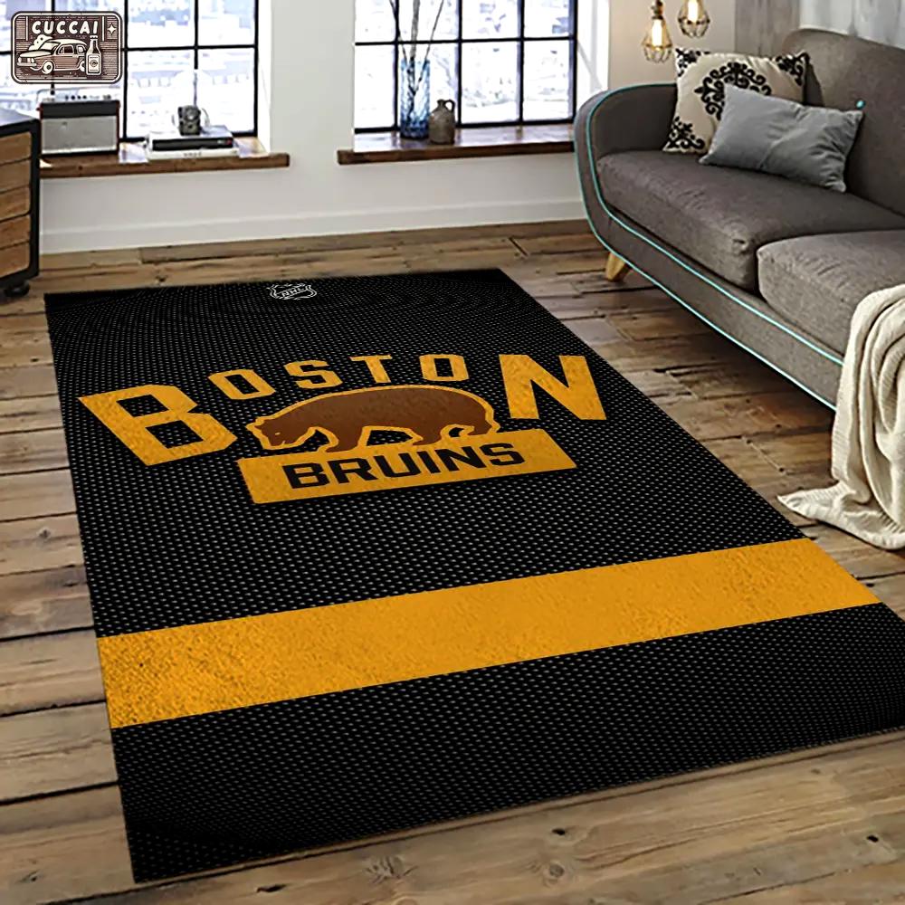 Nhl boston bruins hockey team logo sport carpet rectangle area rug for living room bb23 Rectangle Rug