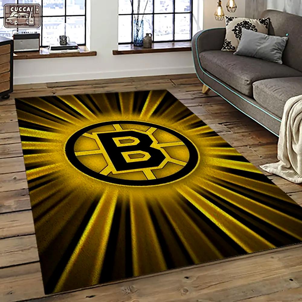 Nhl boston bruins hockey team logo sport carpet rectangle area rug for living room bb38 Rectangle Rug